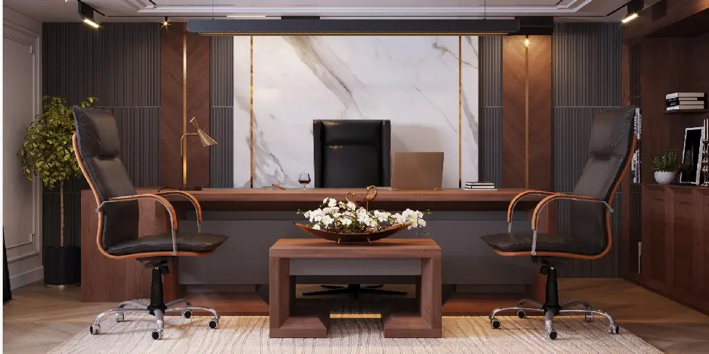 Modern Office Cabin Interior Design in Delhi NCR (2026) 1 Modern executive office cabin interior design in Delhi NCR